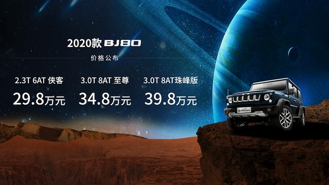 售价29.8-39.8万元 2020款BJ80携手中国第一辆火星车荣耀上市