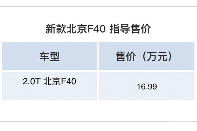 轻越野格调优选 新款北京F40上市 售16.99万