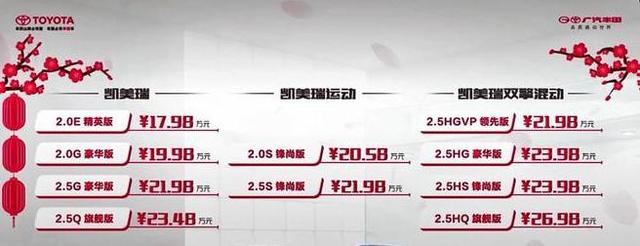 新款凯美瑞上市,售价17.98万起,智能科技全面升级