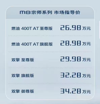 兩種內(nèi)飾，兩種動(dòng)力，傳祺M8宗師版售價(jià)26.98萬起