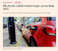 英国 2025 年起将对电动汽车征收消费税