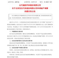 昔日“BBBA”少一員！北京寶沃宣布破產，曾致福田年利潤少50多億