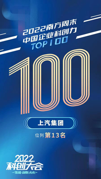 2022科創(chuàng)大會圓滿落幕，上汽名列中國企業(yè)科創(chuàng)力榜單前茅