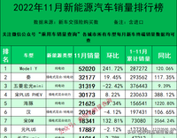 22年11月新能源汽车车型终端销量排行榜