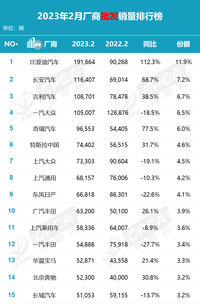 比亚迪二月销量是特斯拉的五倍