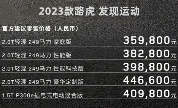 2023款路虎发现运动版上市，取消涉水感应系统，售价35.98万元起