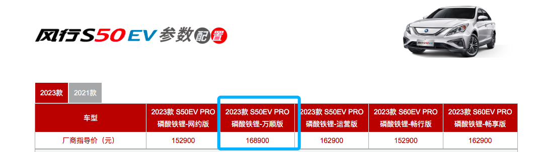 东风风行S50EV PRO万顺版上市！纯电续航430公里，售16.89万元