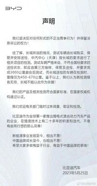 车坛快报|比亚迪回应被长城举报