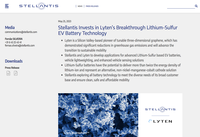 Stellantis集團投資利騰，推動開發鋰硫電動車電池