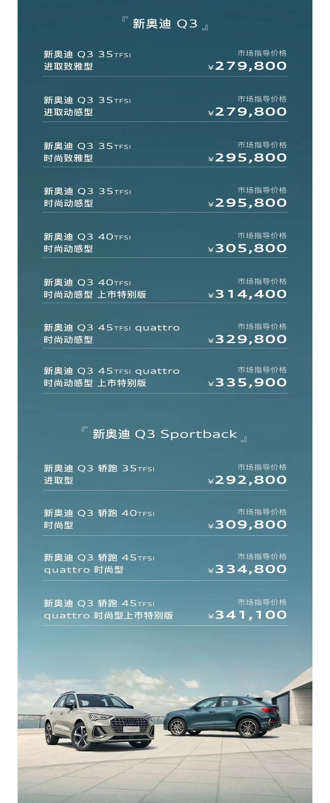 2024款奧迪Q3家族正式上市！全新前臉/入門1.5T，售27.98萬元起