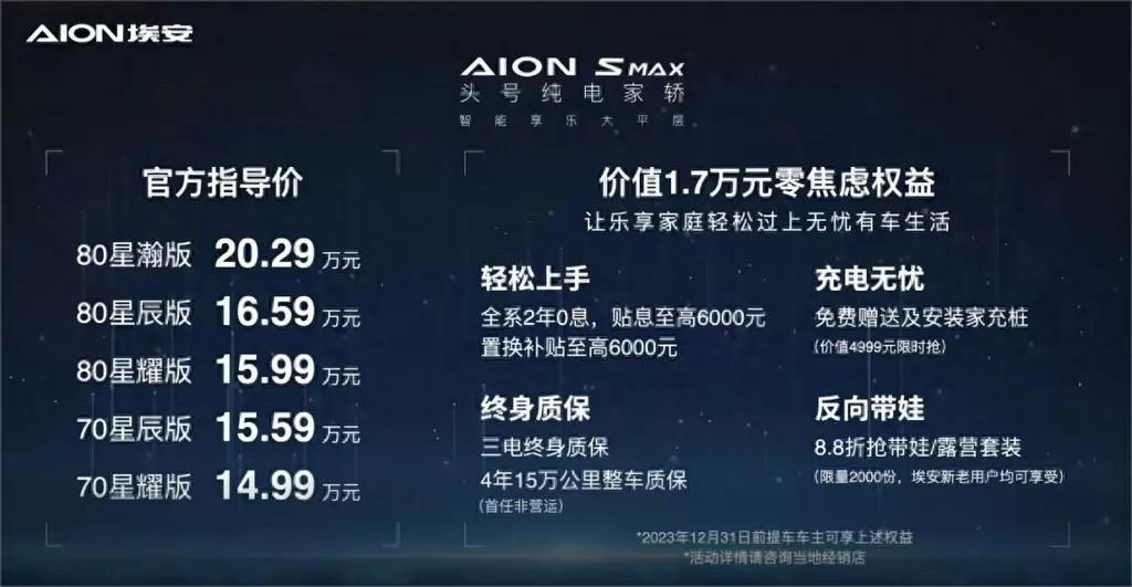 豪华大平层——AION S MAX正式上市 14.99万起售