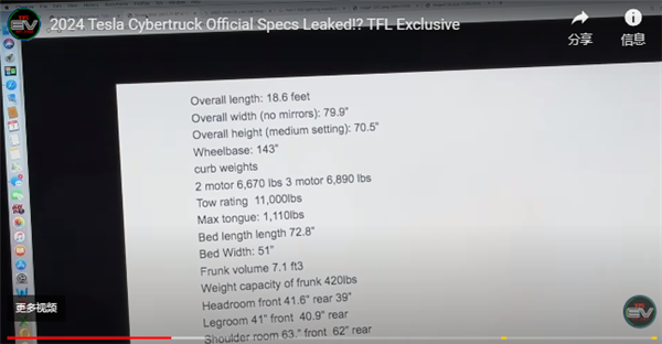 特斯拉Cybertruck参数曝光：尺寸短小灵活，预订量超过100万辆