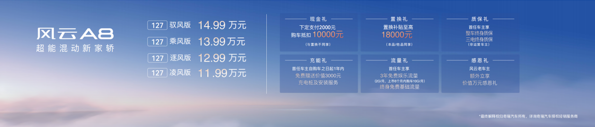 超能混动，技高一筹！奇瑞风云A8全球上市，售价11.99万元起