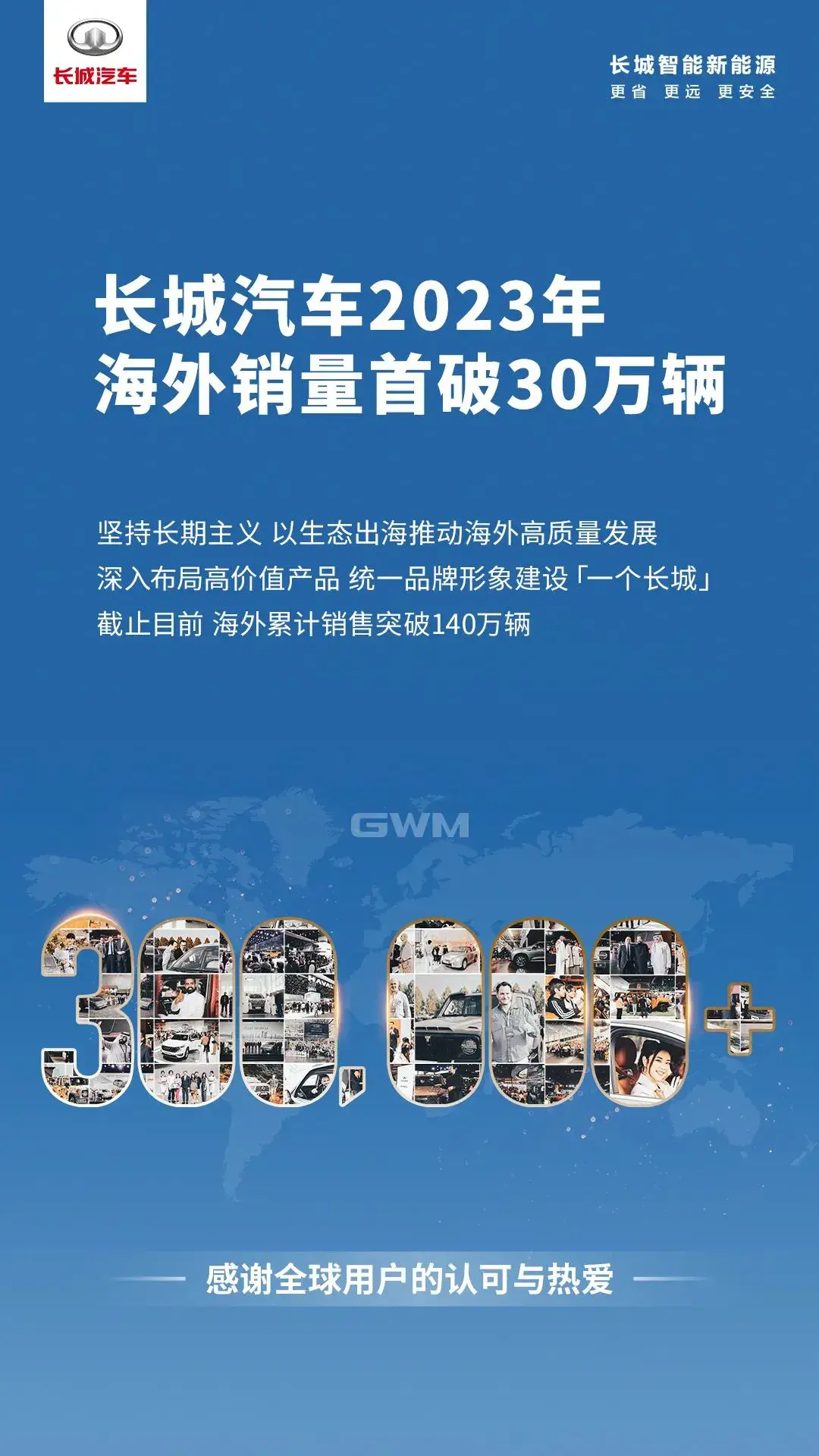 長城汽車2023年海外銷量首破30萬輛，長城汽車的出海能力強(qiáng)