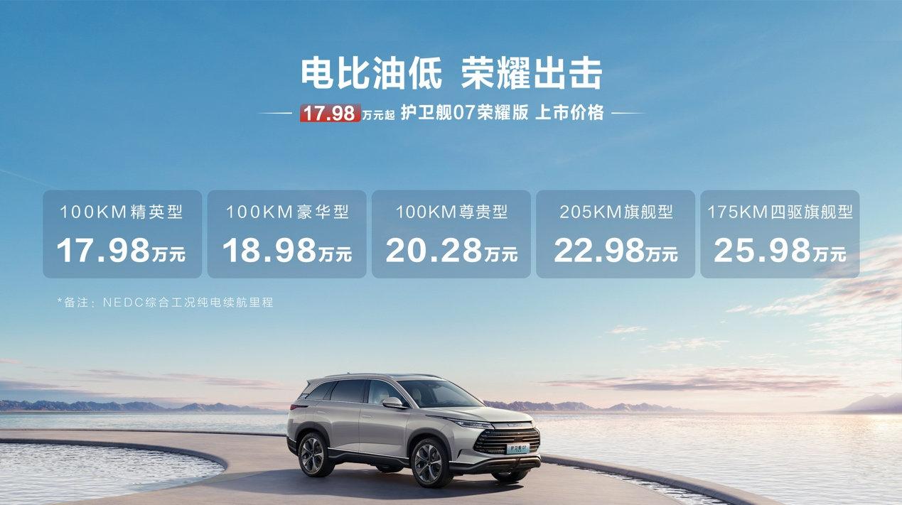 價格降幅驚人,比亞迪護衛(wèi)艦07榮耀版起售價僅17.98萬元