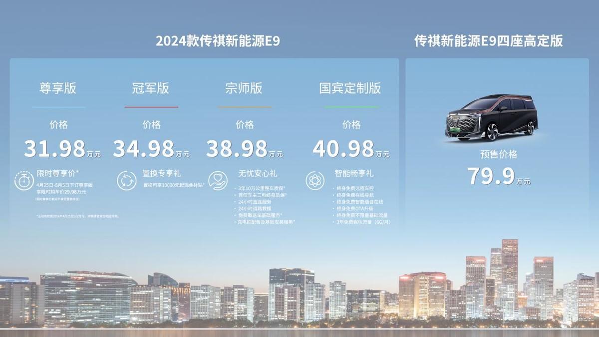 加配不加价，更舒适更豪华！2024款传祺新能源E9北京车展上市