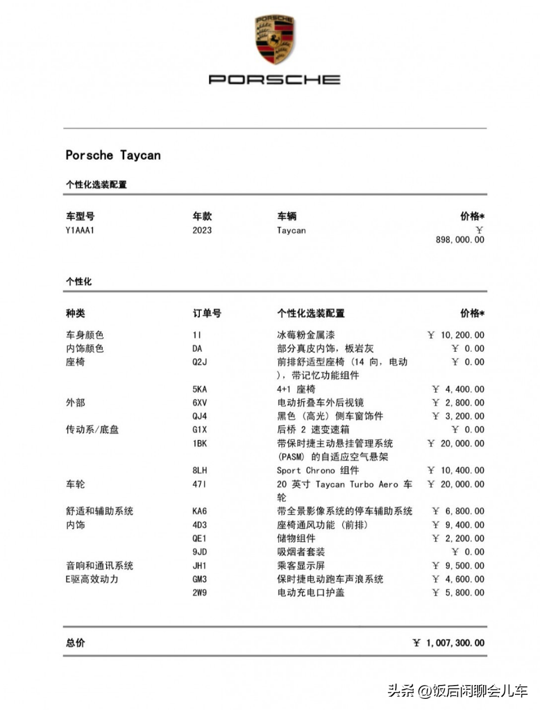 花110万落地一台冰莓粉保时捷Taycan，车主：没想到会这么吸引人