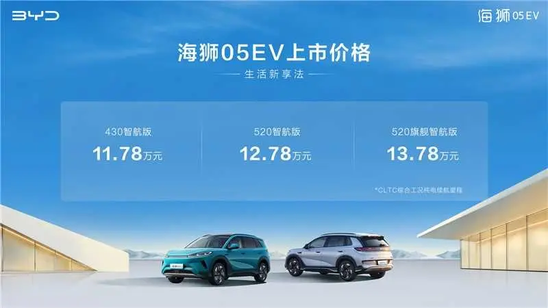 全系e平台3.0 Evo赋能 都市智选SUV比亚迪海狮05EV上市11.78万起