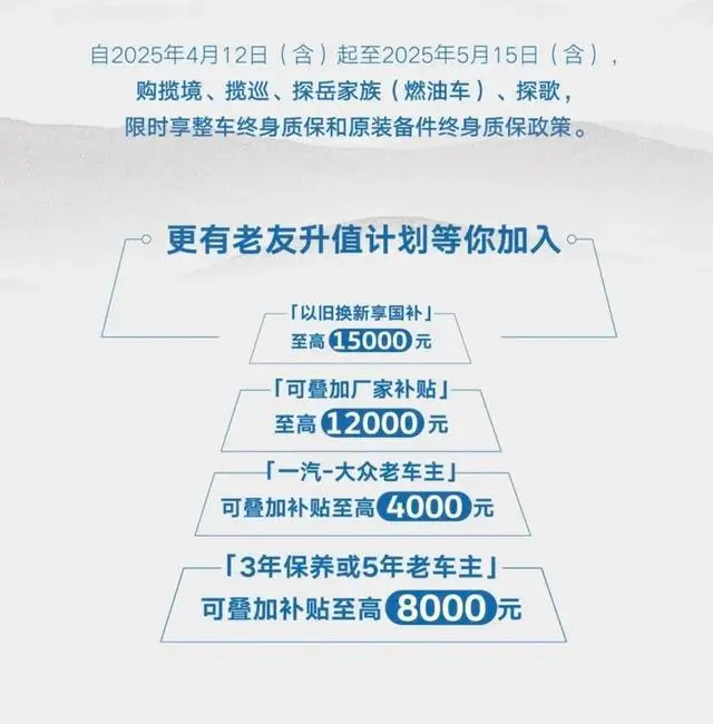 一汽-大众推出限时“双终身”质保政策,全系燃油SUV均可享有!