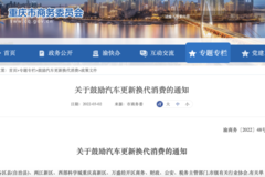 重庆市鼓励汽车更新换代消费 以旧换新补贴2千元