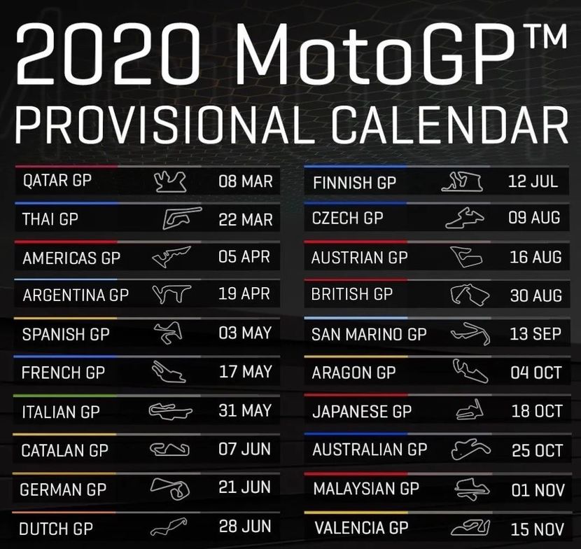 motogp 2020赛季赛程表