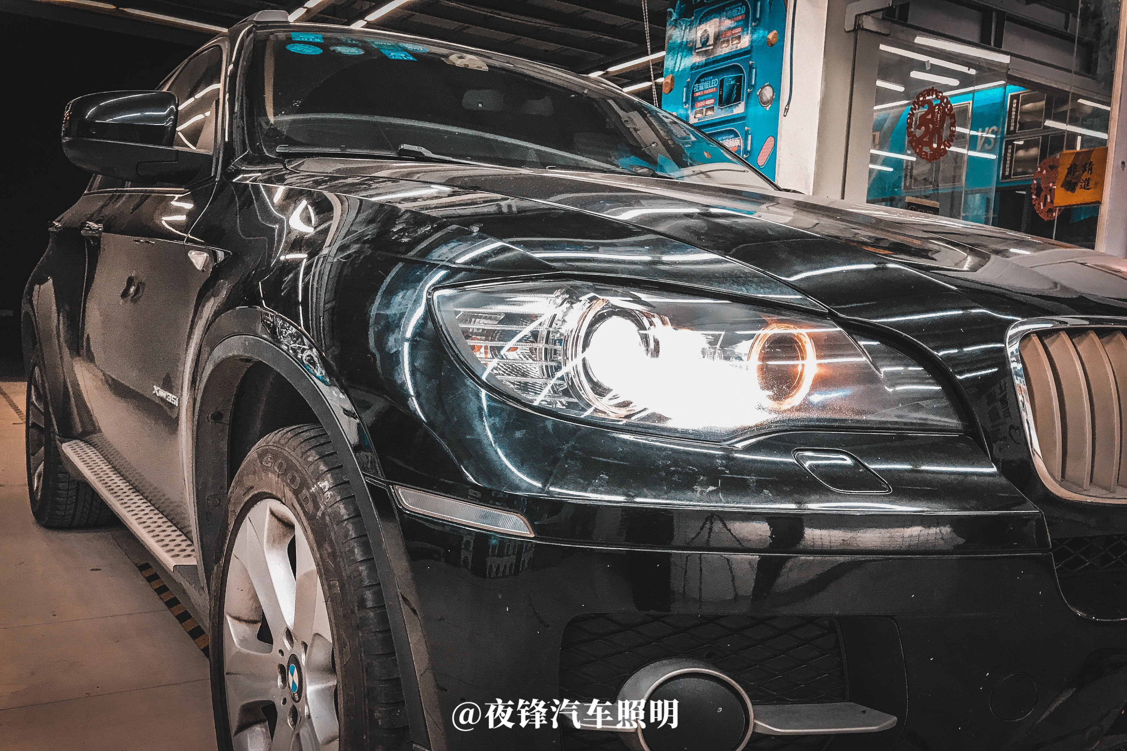 经典宝马X6车灯升级夜锋LASER激光大灯照明