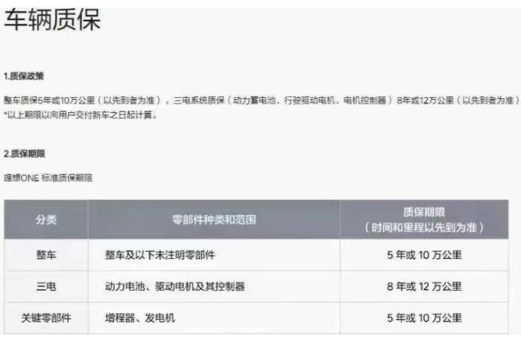 理想汽车将取消三电终身质保