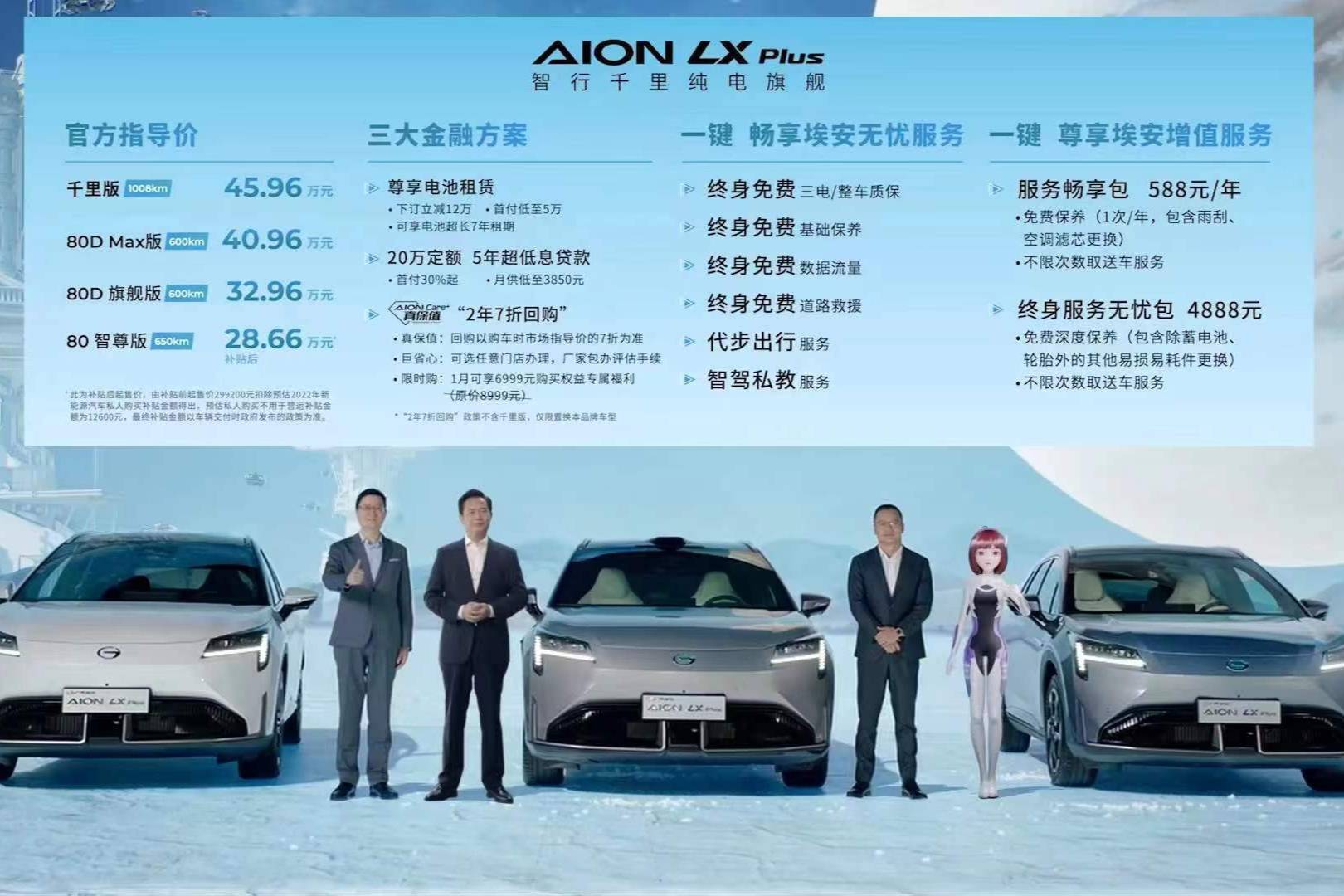 售價28.66萬元起，埃安AION LX PLUS上市