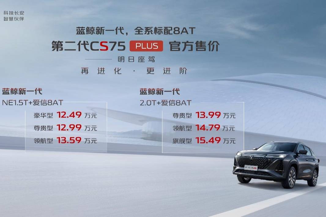 全系升级8AT 第二代长安CS75PLUS售价12—15万元