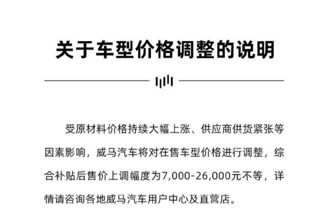 漲幅高達2.6萬元，威馬汽車開啟第二輪漲價