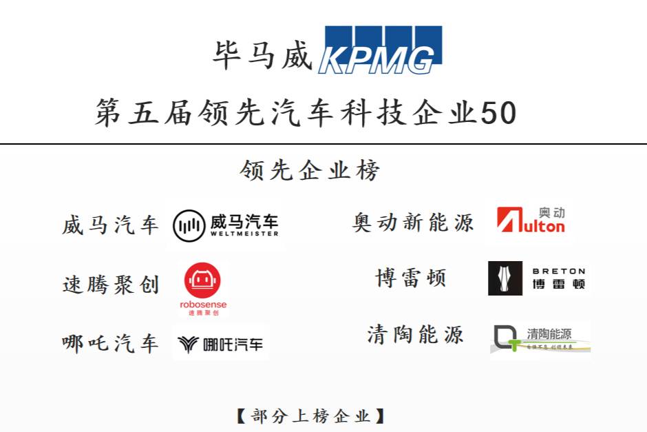 毕马威“领先汽车科技企业50”榜单揭晓，威马汽车连续5年登榜