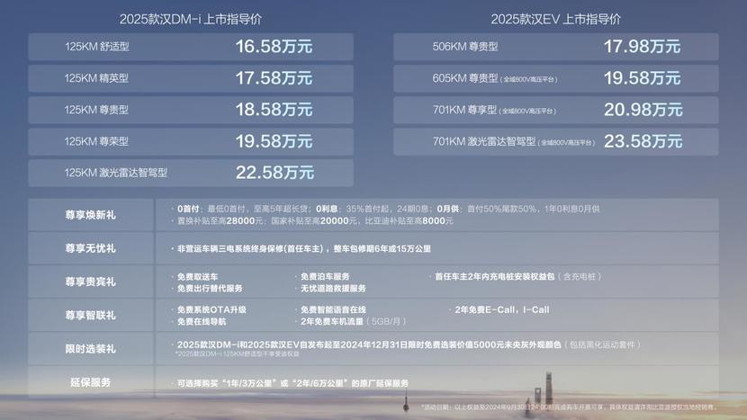 2025款汉上市16.58万起售，中大型轿车新标杆！