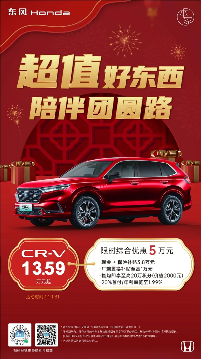 东风Honda CR-V四季度销量环比飙升近60%！