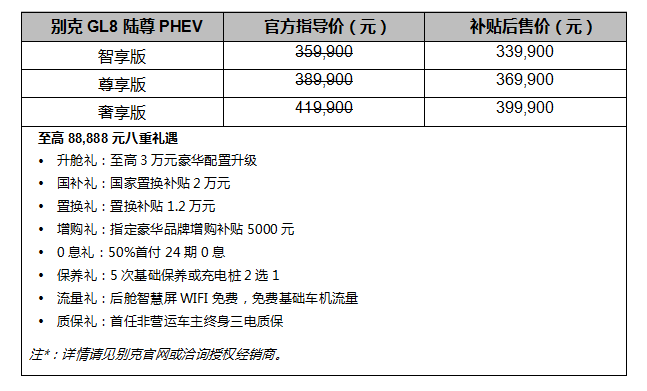 高端豪华MPV GL8陆尊PHEV发新价