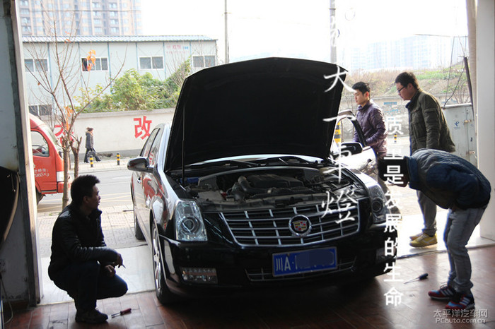 成都凯迪拉克sls赛威车灯改装升级海拉5双光透镜xv氙气灯|成高清图片