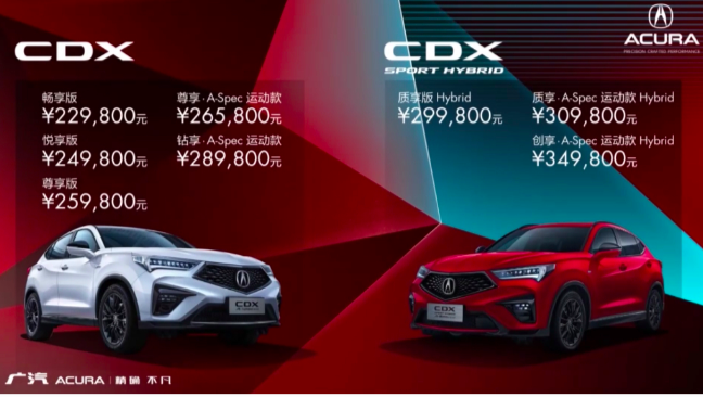 廣汽Acura NEW CDX上市售價22.98萬元起