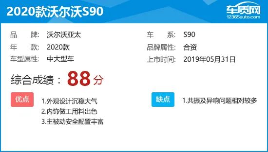 2020款沃爾沃S90完全評價報告