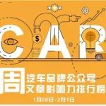 汽车圈 | AutoKol联合BlueMC发布汽车品牌微信公众号文章影响力排行榜（1月26日-2月1日）