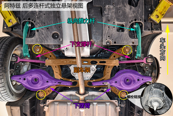 做工用料厚实 马自达阿特兹底盘实拍解析