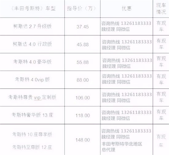 考斯特22座报价图片