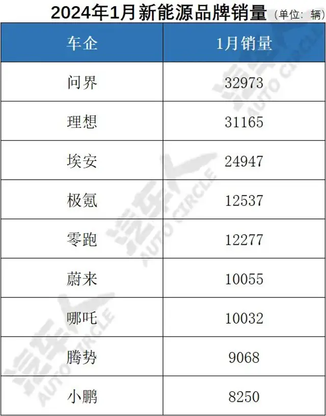 【汽车人】1月新能源品牌销量普跌，“吃鸡游戏”开始