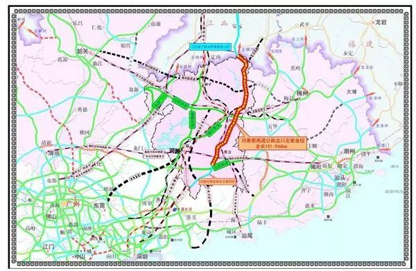 路线全长约152公里,位于广东省高速公路网规划广龙高速(s6)的最北端